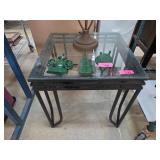 Glass-Top Metal Side Table