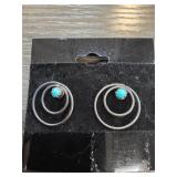 Sterling Silver Circle Earrings with Turquoise