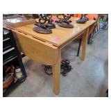 Wooden Drop-Leaf Table with Five Decorative Lamps