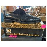 David Eden Black Crocodile Embossed Dress Shoes