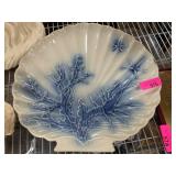 Large Blue and White Ceramic Shell Platter
