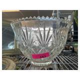 Clear Pressed Glass Punchowl with Starburst Design