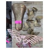 Decorative Wall Vase With Metal Butterflies