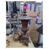 Brown Table Lamp with Decorative Base