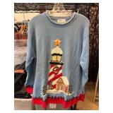 Quacker Factory Holiday Sweater with Lighthouse Mo