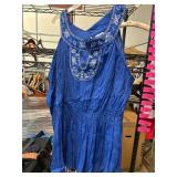 Cato Blue Sleeveless Blouse with Embroidery