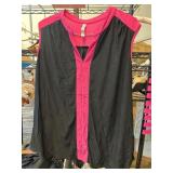 PerSeption Women Black and Pink Sleeveless Blouse