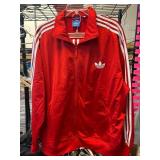 Adidas Red Track Jacket with White Stripes