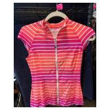 Seafolly Striped Zip-Front Top in Pink Shades