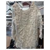 Roz & Ali Womenï¿½s Ivory Lace Top 2X