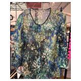 Sheer Button-Down Floral Blouse