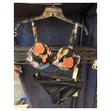 Black Floral Bikini Set, Size 10