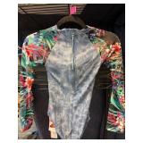 Long-Sleeve Floral Print One-Piece Swimsuit