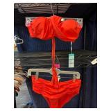 Two-Piece Red Bandeau Bikini Set