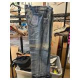 Diamante Blue Denim Jeans with Patterned Pockets