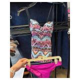 Two-Piece Geometric Swimsuit with Padded Top