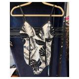Black and White Tropical Print Swimsuit