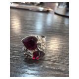 Older Ring With Red Stone Accents