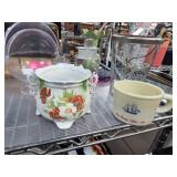 Floral Ceramic Footed Pot with Handles