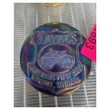 Haynes Kokomo Indiana Iridescent Glass Paperweight