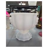White Glass Vase with Embossed Details