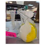 Glass Angelfish Figurine in White and Yellow
