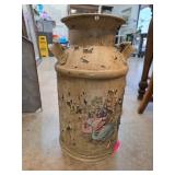 Rustic Metal Milk Can with Swan Motif