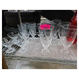 Clear Glass Stemware Lot with Unique Bases