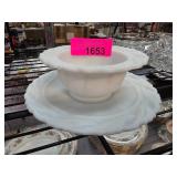White Milk Glass Bowl and Plate Set