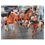 Five Flocked Horse Figurines