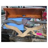 Wooden Shelf and Metal Wall Decor Lot