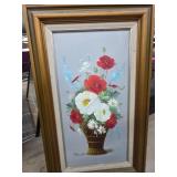 Framed Painting of Flowers by E. Swans