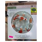Decorative Glass Bird Bath With Metal Stand