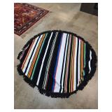 Round Terry-Feel Striped Fringe Rug