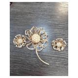 Sarah Coventry Floral Brooch and Earring Set