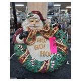Fitz and Floyd Ceramic Santa Wreath Plate