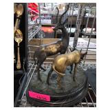 Bronze Antelope Sculpture on Black Oval Base