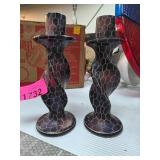 Twisted Soapstone Candlestick Holders