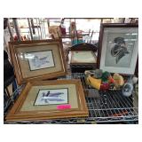 Framed Waterfowl Prints With Duck Figurines