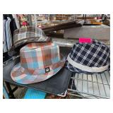 Three Plaid Fedora Hats