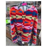 Multicolor Geometric Faux Fur Jacket
