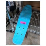 Blue Plastic Skateboard with Rusted Wheels