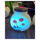 Opaque Glass Pepper Shaker with Floral Design