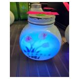 White Glass Pepper Shaker With Painted Floral Desi