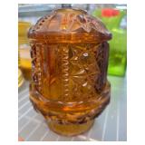 Large Indiana Glass Amber Fairy Lamp Stars & Bars