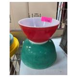 Pyrex Red and Green Mixing Bowls
