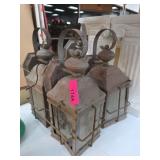 Four Rustic Metal Lantern Light Fixtures