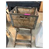 Wood and Metal Milk Crate with Dividers