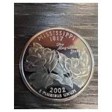 2002 Mississippi State Silver Quarter Proof Coin