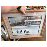 Framed Winter Scene Artwork by S. Polomchak